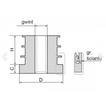 Wkładki gwintowane okrągłe 30mm M8